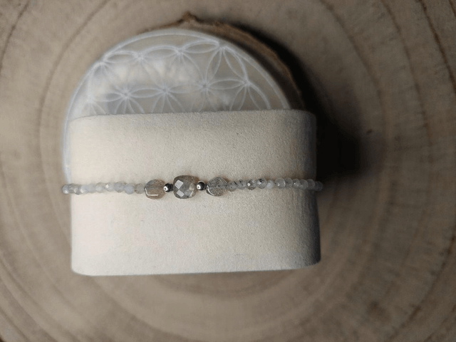 Bracelet Labradorite, hématite et acier inoxydable 