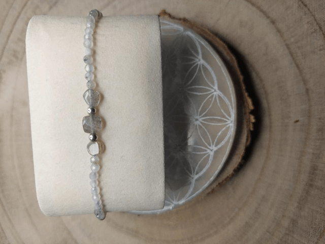 Bracelet Labradorite, hématite et acier inoxydable 