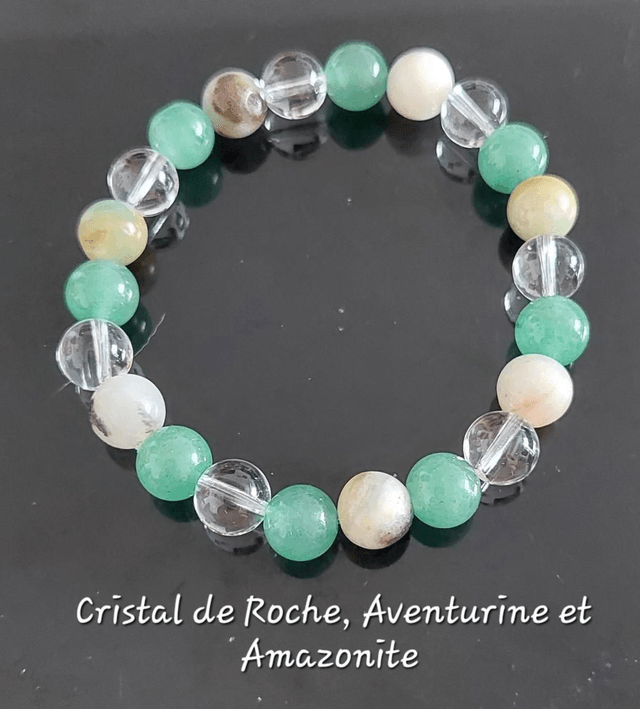 Bracelet Équilibre & Harmonie – Cristal de Roche, Amazonite & Aventurine