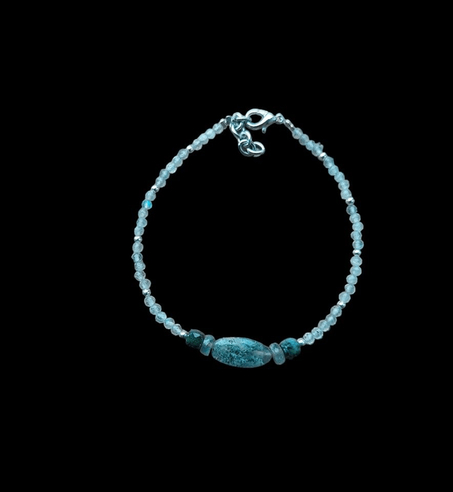 Bracelet en pierre Labradorite, Rubis zoisite et Agate Mousse verte