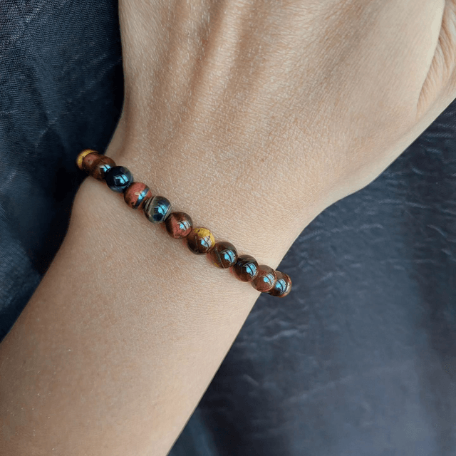 Bracelet en Oeil de Tigre, Oeil de Taureau et Oeil de Faucon