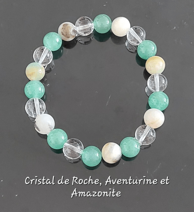 Bracelet Équilibre & Harmonie – Cristal de Roche, Amazonite & Aventurine