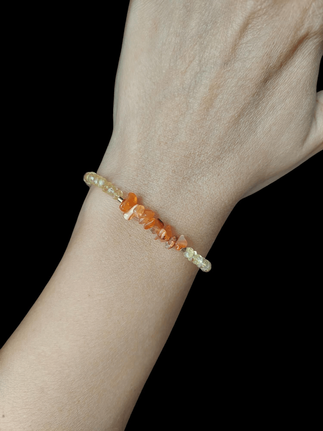 Bracelet femme “Éclat d’Automne” – Cornaline, Citrine & Acier inoxydable – Bijou artisanal élégant