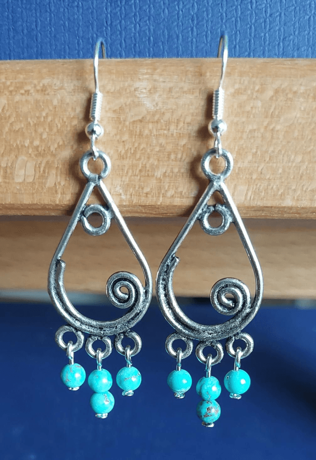 Boucles d&#039;oreilles pendantes turquoises